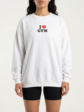 Gymshark I Heart Gym Sweatshirt Oversized Crewneck White Size XS